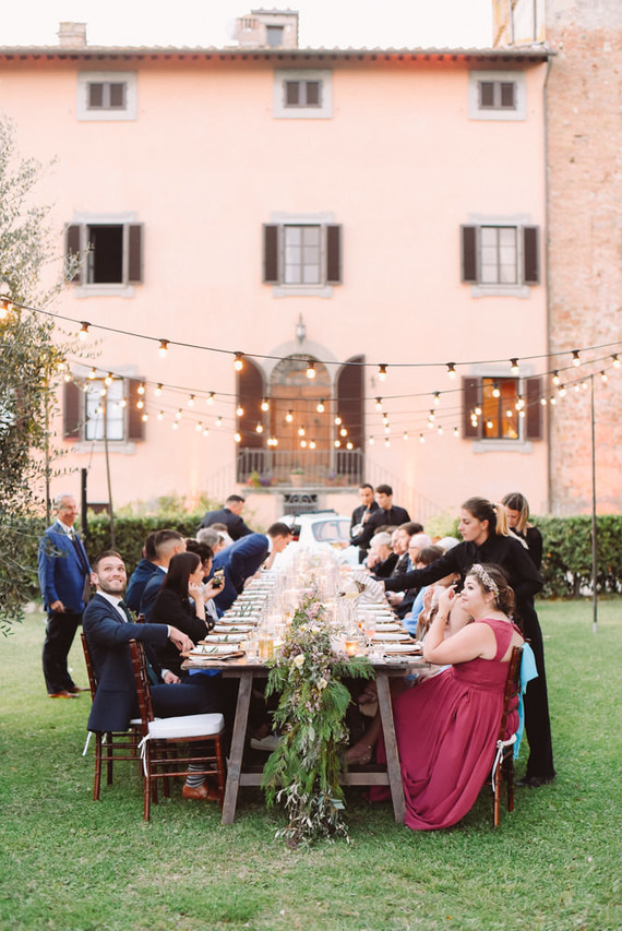 Romantic destination wedding at a pink Tuscan villa