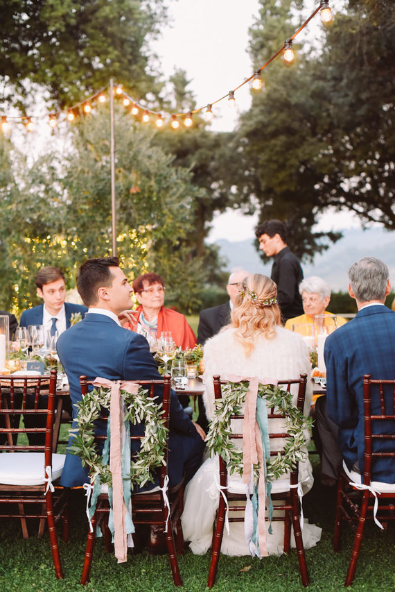 Romantic destination wedding at a pink Tuscan villa
