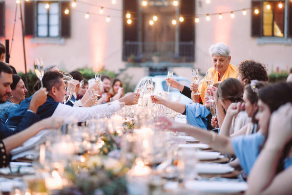 Romantic destination wedding at a pink Tuscan villa