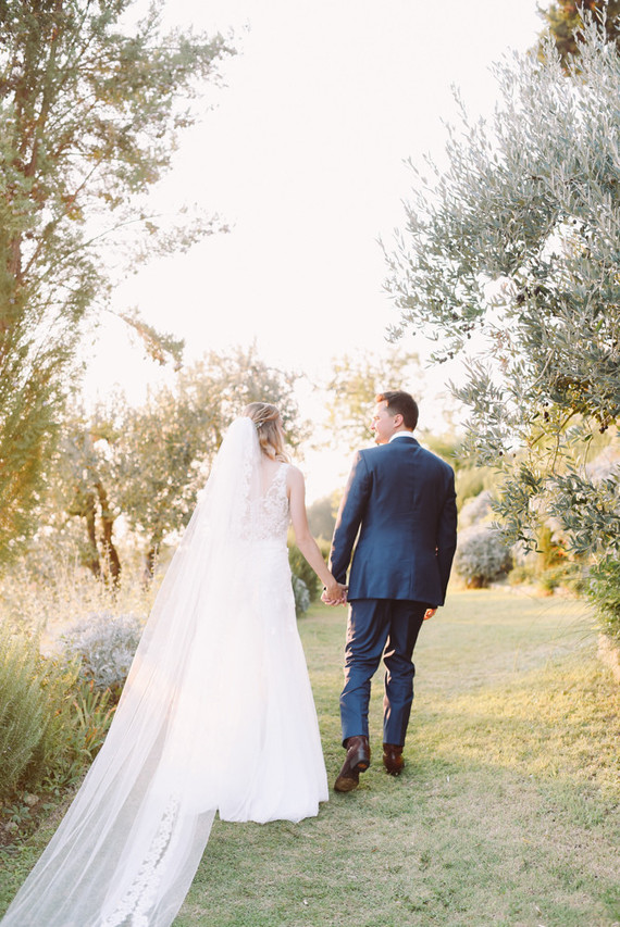 Romantic destination wedding at a pink Tuscan villa