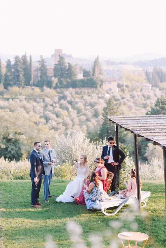 Romantic destination wedding at a pink Tuscan villa