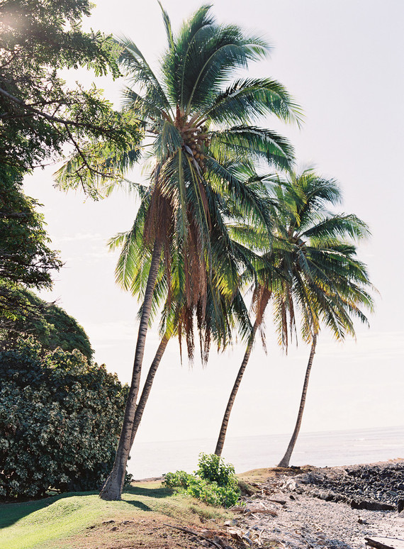 Romantic Hawaii wedding with an insanely cool dress, inspired by a Maui sunset