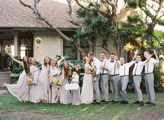 Romantic Hawaii wedding with an insanely cool dress, inspired by a Maui sunset