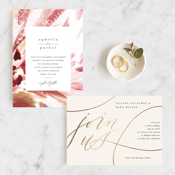 On trend invitations for 2019 weddings from Minted