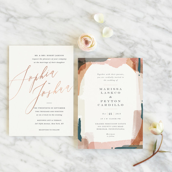 On trend invitations for 2019 weddings from Minted Inspiration