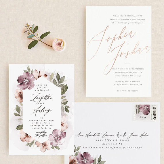 On trend invitations for 2019 weddings from Minted