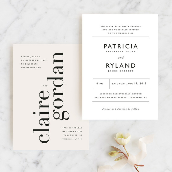 On trend invitations for 2019 weddings from Minted