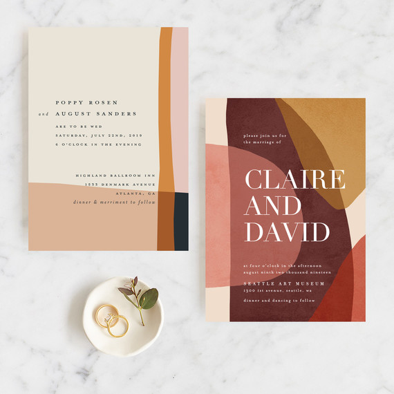On trend invitations for 2019 weddings from Minted