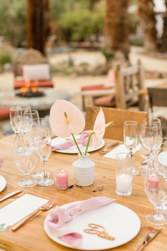 Milennial Pink Boho Dream Wedding at Korakia in Palm Springs
