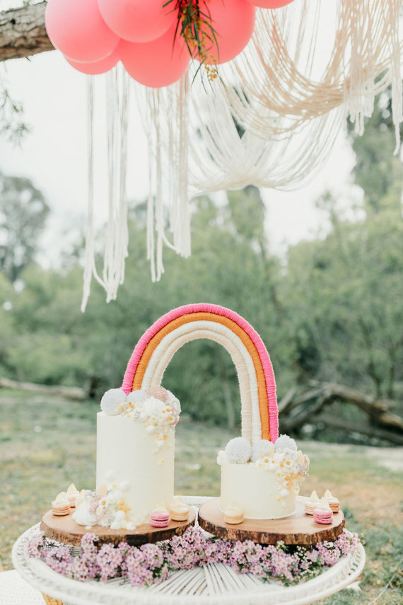 Rainbow alpaca girl's birthday party for twins