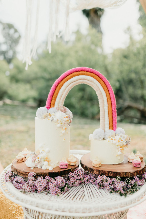 Rainbow alpaca girl's birthday party for twins