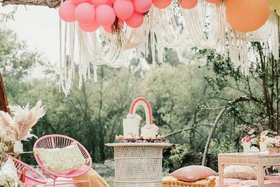 Rainbow alpaca girl's birthday party for twins