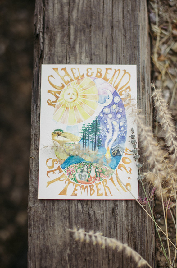 hand painted watercolor wedding invitation