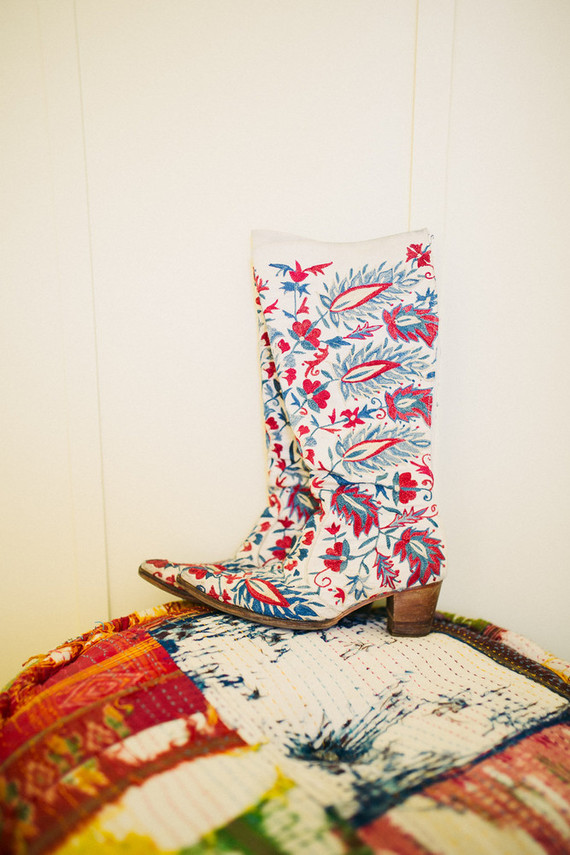 embroidered cowboy boots for the bride