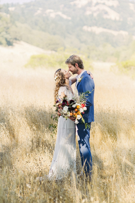 beautifully rustic Anderson Valley wedding with a hippie bus and floral mandala