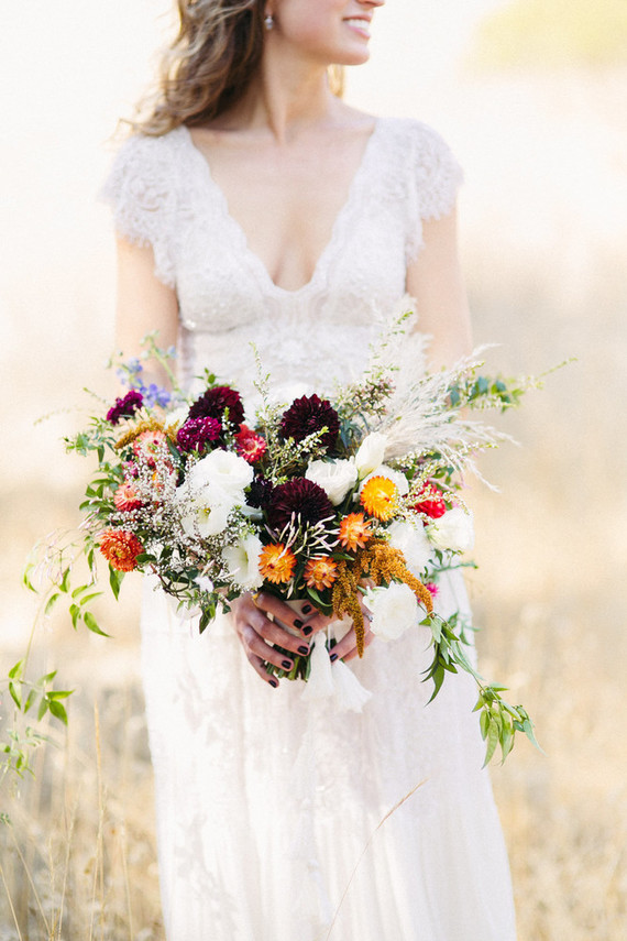 rustic natural strawflower wedding bridal bouquet