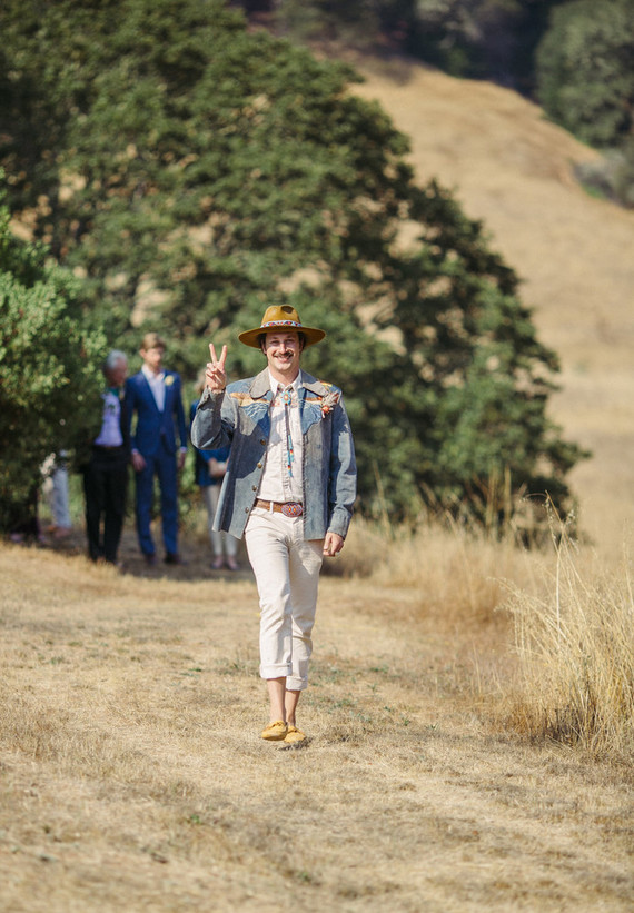 beautifully rustic Anderson Valley wedding with a hippie bus and floral mandala