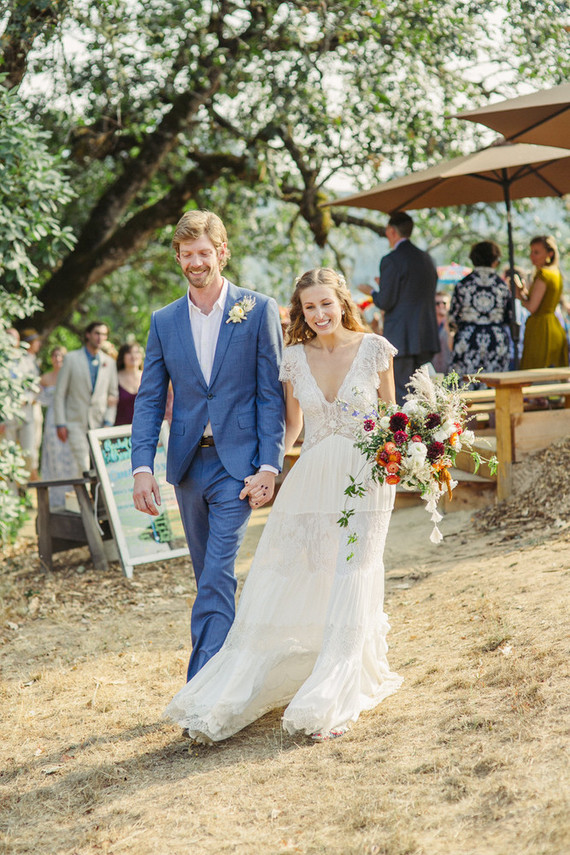 beautifully rustic Anderson Valley wedding with a hippie bus and floral mandala