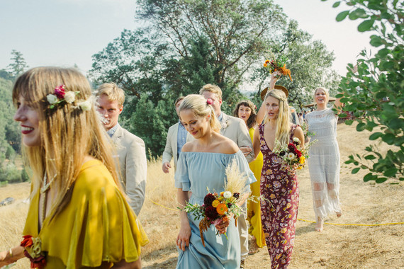 beautifully rustic Anderson Valley wedding with a hippie bus and floral mandala