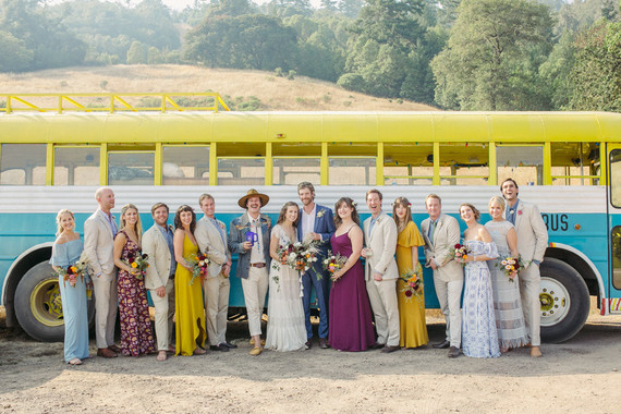 floral, colorful bohemian wedding with a Gillibus