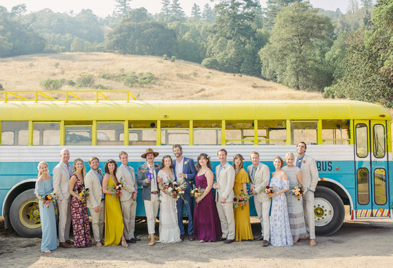 floral, colorful bohemian wedding with a Gillibus