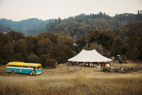 beautifully rustic Anderson Valley wedding with a hippie bus and floral mandala