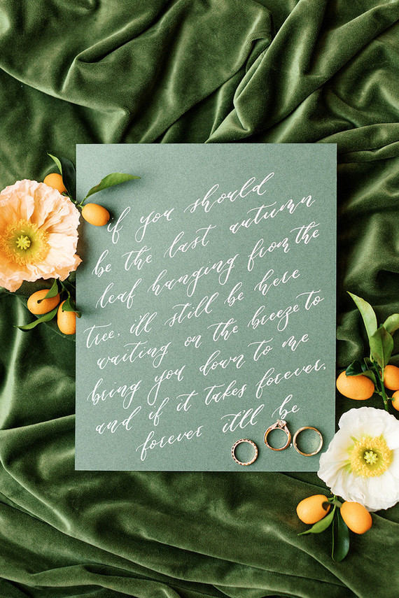 Emerald green wedding details from a Prospect House wedding in Texas Inspiration