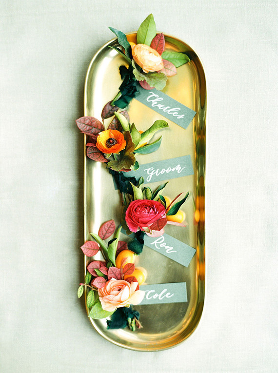 jewel tone boutonnieres Inspiration
