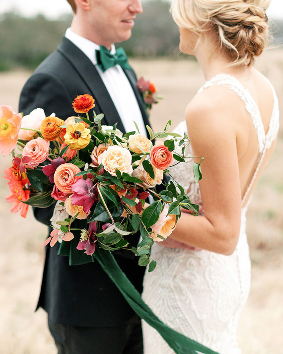Jewel tone wedding bouquet at the Prospect House