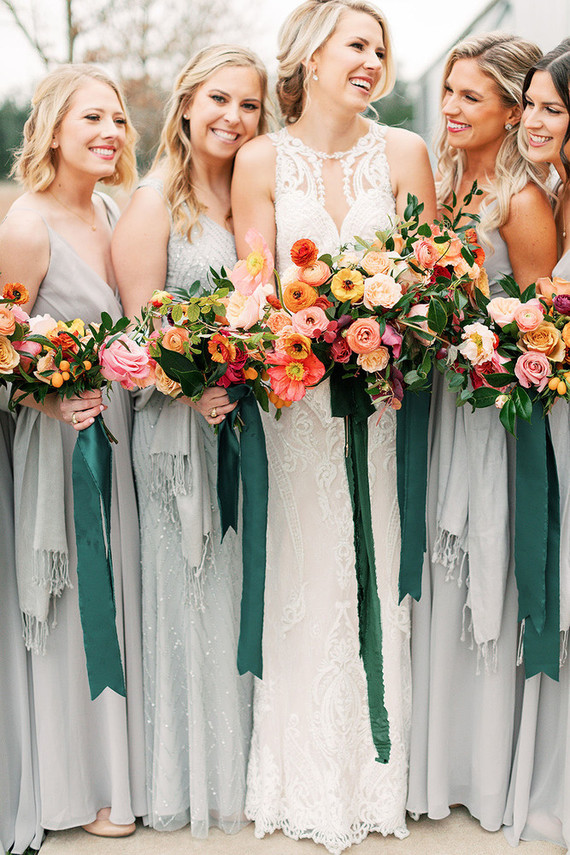 Grey bridesmaid dresses at the Prospect House in Austin Texas