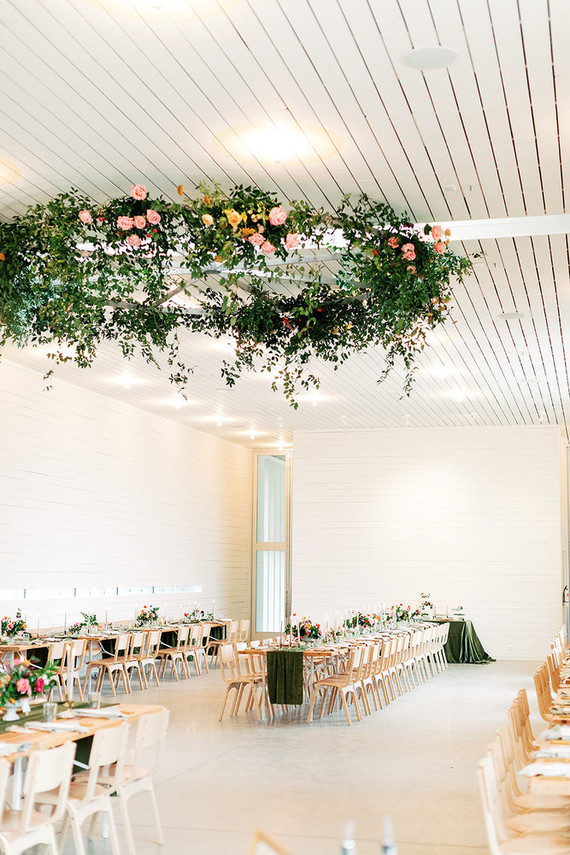 floral ceiling wreath wedding