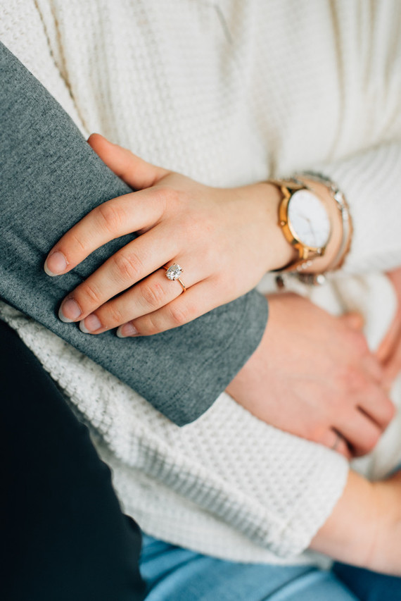 Cozy rainy day engagement photos styled at home