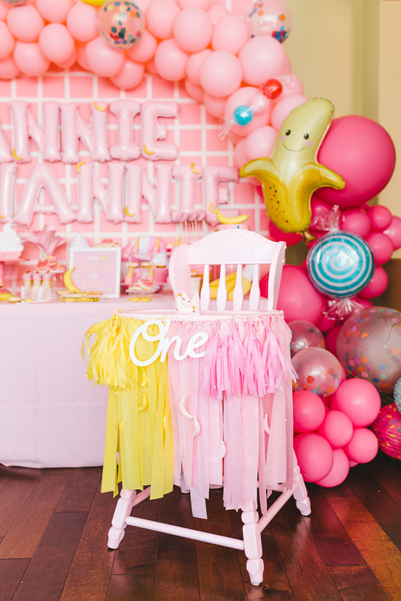 Pink and yellow Museum of Ice Cream themed first birthday party Inspiration