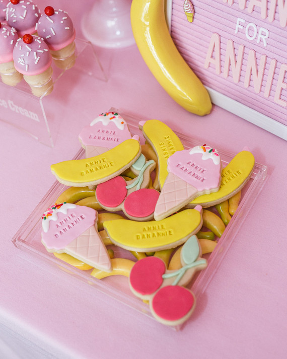 Pink and yellow Museum of Ice Cream themed first birthday party