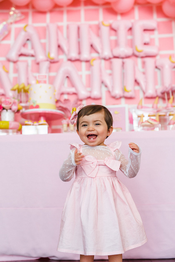 Pink and yellow Museum of Ice Cream themed first birthday party
