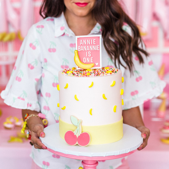 Pink and yellow Museum of Ice Cream themed first birthday party