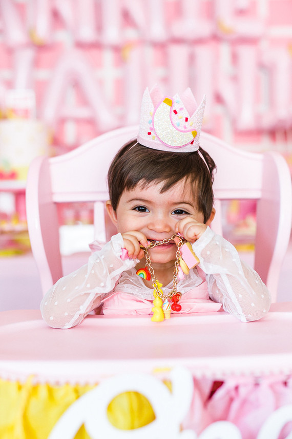 Pink and yellow Museum of Ice Cream themed first birthday party