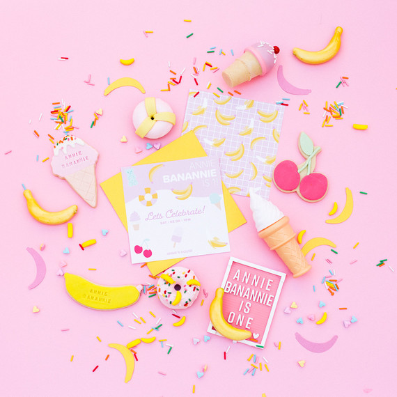 Pink and yellow Museum of Ice Cream themed first birthday party