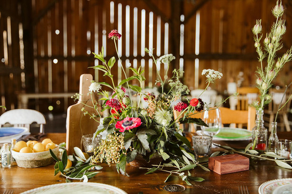 Farm to table summer wedding with pops of red and a PARADE