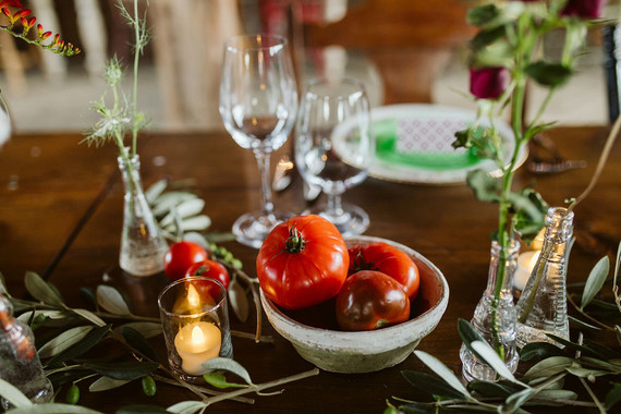 Farm to table summer barn wedding with pops of red and a PARADE