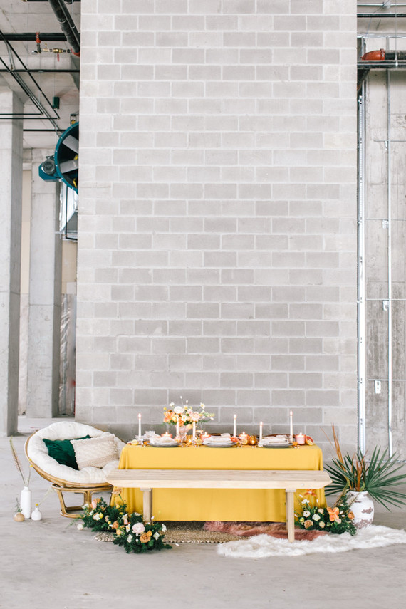 Marigold and grey modern tropical wedding ideas