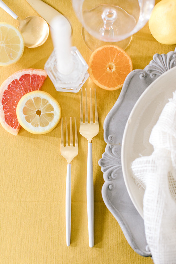 Marigold and grey modern tropical wedding ideas