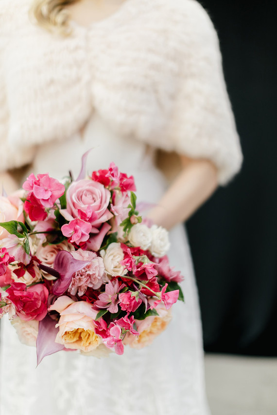 Modern floral pink and black wedding ideas