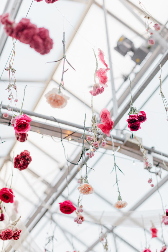 Modern floral pink and black wedding ideas