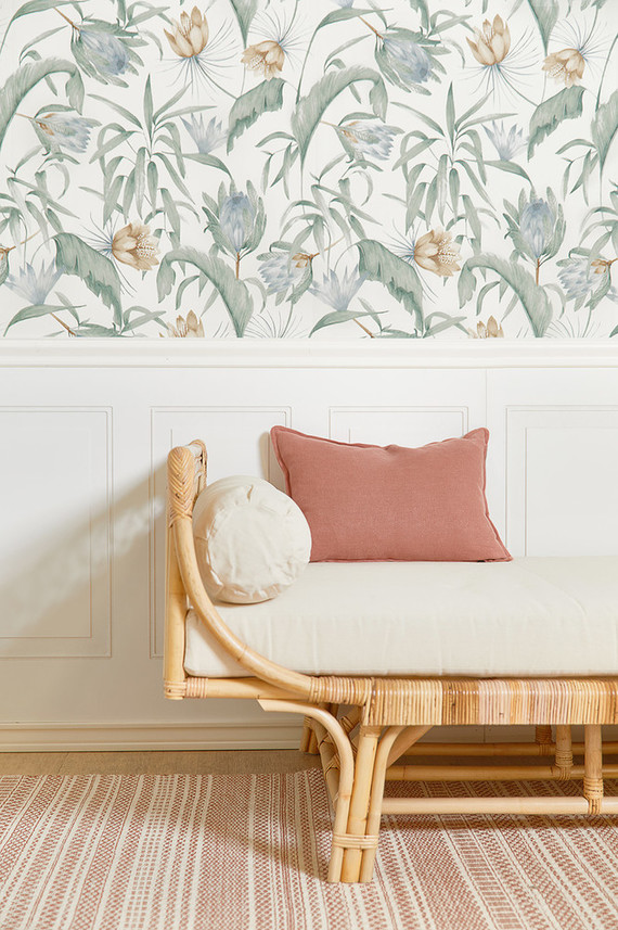 Floral protea wallpaper from Rylee + Cru for Lulu & Georgia