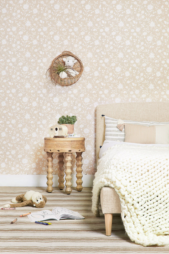 Blush floral wallpaper from Rylee + Cru
