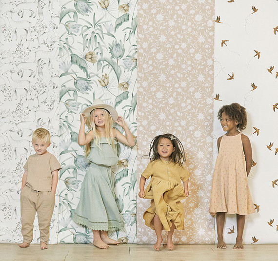 Rylee + Cru wallpaper | neutral nursery and kids room ideas on 100 Layer Cakelet