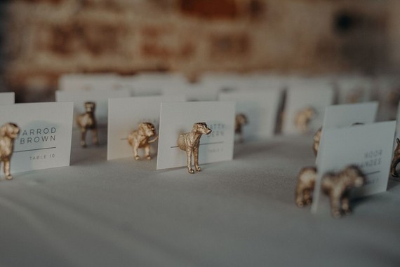 brass doggy escort cards Inspiration