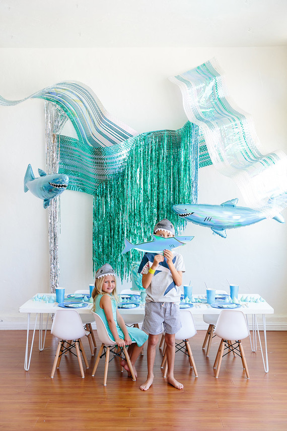 Shark themed metallic boy's birthday party
