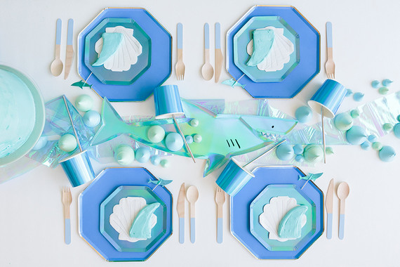 Shark themed metallic boy's birthday party